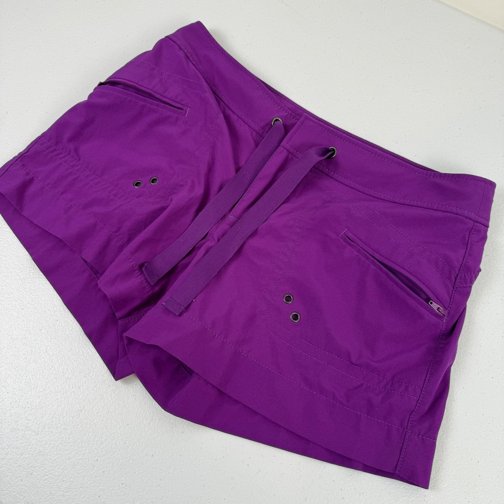 Athleta Purple Hiking Shorts Womens 6 Drawstring Zipper Pockets Grommet Detail